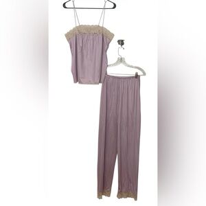 Avon Fashions  Silky Lace-Trim Pajama Set in Lavender - Two-Piece SzM